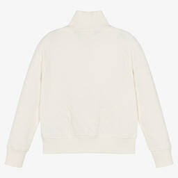 Ralph Lauren-Girls Ivory Cotton Zip-Up Top | Childrensalon Outlet