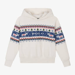 Ralph Lauren-هودي فير آيل قطن لون عاجي للبنات | Childrensalon Outlet