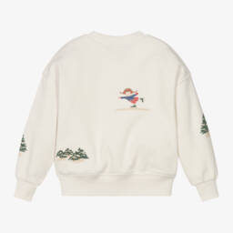 Ralph Lauren-Girls Ivory Festive Cotton Sweatshirt | Childrensalon Outlet