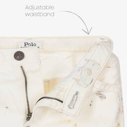 رالف لورين-جينز قطن دنيم لون عاجي للبنات | Childrensalon Outlet