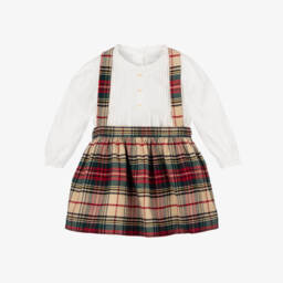 Ralph Lauren-Girls Ivory & Red Check Skirt Set | Childrensalon Outlet