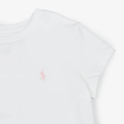 Ralph Lauren-Girls Ivory Tee with Pink Pony Emblem | Childrensalon Outlet