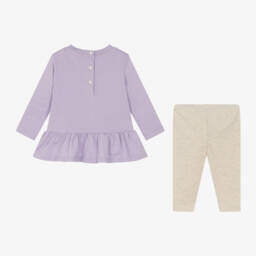 Ralph Lauren-Girls Lilac & Beige Bear Outfit | Childrensalon Outlet