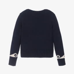 Ralph Lauren-Girls Nautical Knit Navy Pullover | Childrensalon Outlet