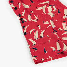 Ralph Lauren-Girls Nautical Red Cotton Romper | Childrensalon Outlet