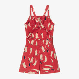 Ralph Lauren-Girls Nautical Red Cotton Romper | Childrensalon Outlet