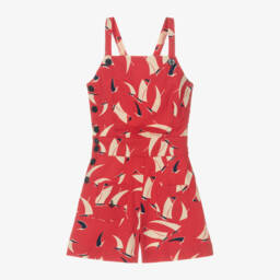 Ralph Lauren-Girls Nautical Red Cotton Romper | Childrensalon Outlet