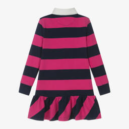 رالف لورين-فستان روغبي مقلم لون زهري وكحلي | Childrensalon Outlet