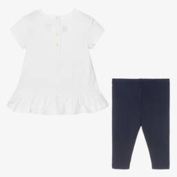 Ralph Lauren-Girls Navy and White Leggings Ensemble | Childrensalon Outlet