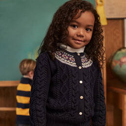 Polo Ralph Lauren-Girls Navy Blue Cardigan | Childrensalon Outlet