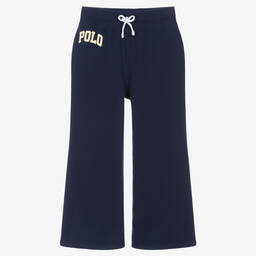 Ralph Lauren-Girls Navy Blue Cotton Polo Joggers  | Childrensalon Outlet
