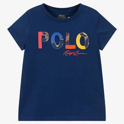 Ralph Lauren-Синяя хлопковая футболка для девочек | Childrensalon Outlet