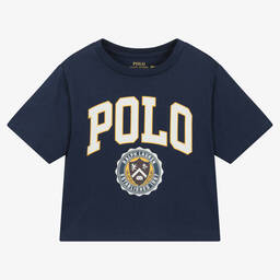 Ralph Lauren-Синяя хлопковая футболка для девочек | Childrensalon Outlet