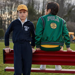 Поло Ralph Lauren-Синий комбинезон с капюшоном для девочек | Childrensalon Outlet