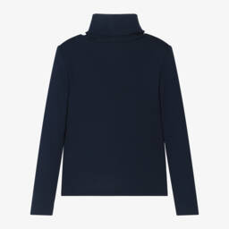 Ralph Lauren-Girls Navy Blue Roll Neck Shirt | Childrensalon Outlet
