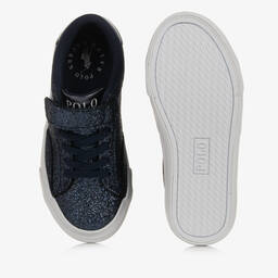 Поло Ralph Lauren-Синие кроссовки на липучке с блестками | Childrensalon Outlet