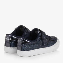 Поло Ralph Lauren-Синие кроссовки на липучке с блестками | Childrensalon Outlet