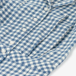 رالف لورين-بلاي سوت قطن جينجهام لون أزرق للبنات | Childrensalon Outlet