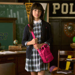 Ralph Lauren-Girls Navy Checkered Cotton Dress | Childrensalon Outlet