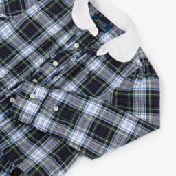 Ralph Lauren-Girls Navy Checkered Cotton Dress | Childrensalon Outlet