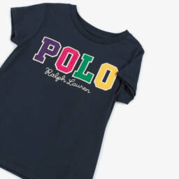 Ralph Lauren-Girls Navy Corduroy Logo Tee | Childrensalon Outlet