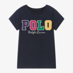 Ralph Lauren-Girls Navy Corduroy Logo Tee | Childrensalon Outlet
