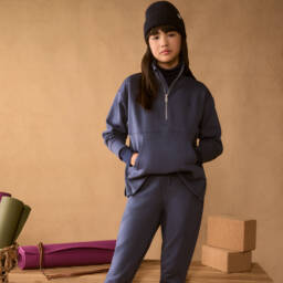 Ralph Lauren-Girls Navy Cotton Jersey Joggers | Childrensalon Outlet