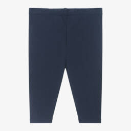 Ralph Lauren-Girls Navy Cotton Jersey Leggings | Childrensalon Outlet