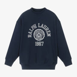 Ralph Lauren-Синий хлопковый свитшот 1967 Varsity для девочек | Childrensalon Outlet