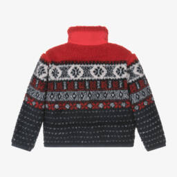 Ralph Lauren-Girls Navy Fair Isle Fleece Jacket | Childrensalon Outlet