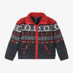 Ralph Lauren-Girls Navy Fair Isle Fleece Jacket | Childrensalon Outlet