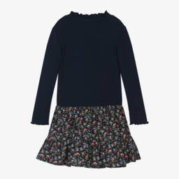 Ralph Lauren-Girls Navy Floral Cotton Dress | Childrensalon Outlet