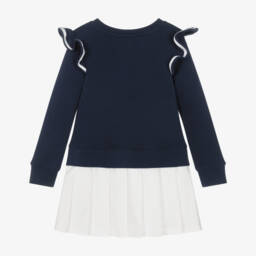 Ralph Lauren-Girls Navy & Ivory Jersey Dress | Childrensalon Outlet