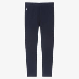 Ralph Lauren-Girls Navy Soft Cotton Leggings | Childrensalon Outlet