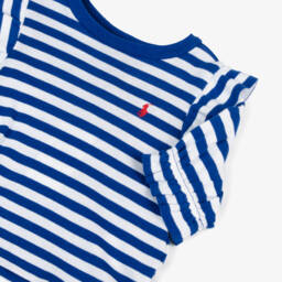 Ralph Lauren-Футболка с рюшами в полоску синяя для девочек | Childrensalon Outlet