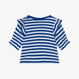 Ralph Lauren-Футболка с рюшами в полоску синяя для девочек | Childrensalon Outlet