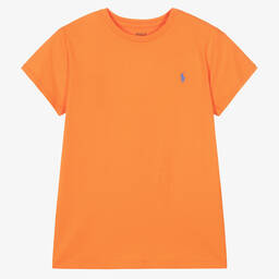 Ralph Lauren-Girls Orange Cotton T-Shirt | Childrensalon Outlet
