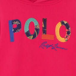 Ralph Lauren-Girls Pink Cotton Hooded Dress | Childrensalon Outlet