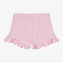 Ralph Lauren-Girls Pink Cotton Ruffle Shorts | Childrensalon Outlet