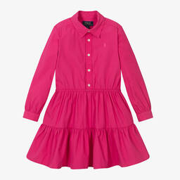 Ralph Lauren-Girls Pink Cotton Shirt Dress | Childrensalon Outlet