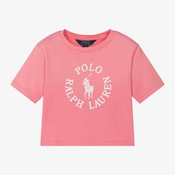 Ralph Lauren-Girls Pink Cotton T-Shirt | Childrensalon Outlet