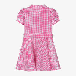 Ralph Lauren-فستان كتان لون زهري وأبيض | Childrensalon Outlet