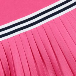 Polo Ralph Lauren-فستان قطن و جيرسي لون زهري، أبيض و كحلي | Childrensalon Outlet