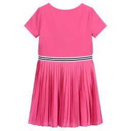 Polo Ralph Lauren-فستان قطن و جيرسي لون زهري، أبيض و كحلي | Childrensalon Outlet