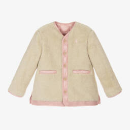 Ralph Lauren-Girls Pink Quilted Reversible Fleece Jacket | Childrensalon Outlet