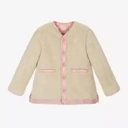 Ralph Lauren-Girls Pink Quilted Reversible Fleece Jacket | Childrensalon Outlet