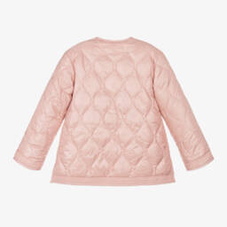 Ralph Lauren-Girls Pink Quilted Reversible Fleece Jacket | Childrensalon Outlet