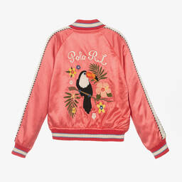 Ralph Lauren-Girls Pink Satin Baseball Jacket | Childrensalon Outlet