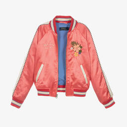 Ralph Lauren-Girls Pink Satin Baseball Jacket | Childrensalon Outlet