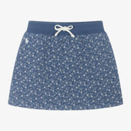 رالف لورين-تنورة بطبعة ورود قطن جيرسي لون أزرق | Childrensalon Outlet